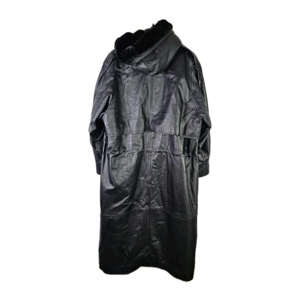 leather trench coat with hood - Picture 2 of 4